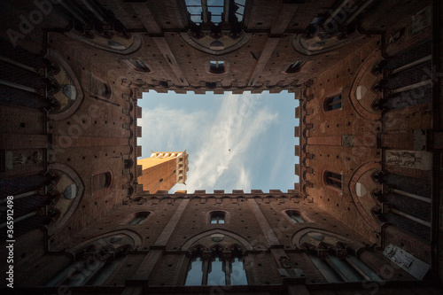 Specific view on tower Torre del Mangia
