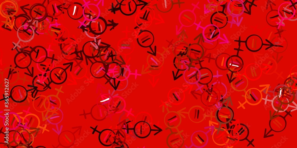Light Red, Yellow vector backdrop with woman's power symbols. Light Red, Yellow vector backdrop with woman's power symbols.