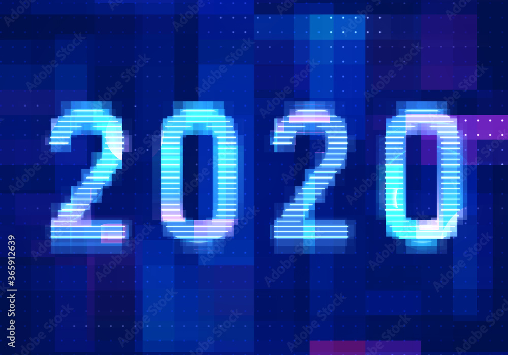 2020 vision new year with technology blue background. Abstract digital machine learning with digital future design concept. 2020 vision new year with technology blue background. Abstract digital machine learning with digital future design concept.