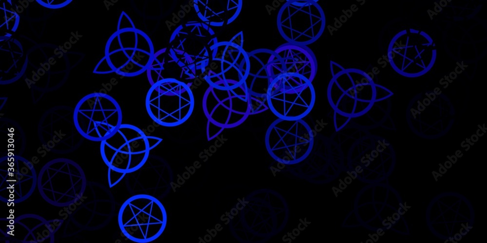 Dark Pink, Blue vector template with esoteric signs.