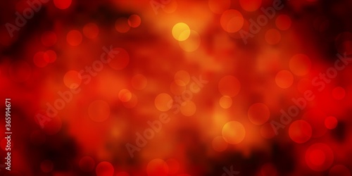 Dark Orange vector background with bubbles. Illustration with set of shining colorful abstract spheres. Pattern for booklets, leaflets.