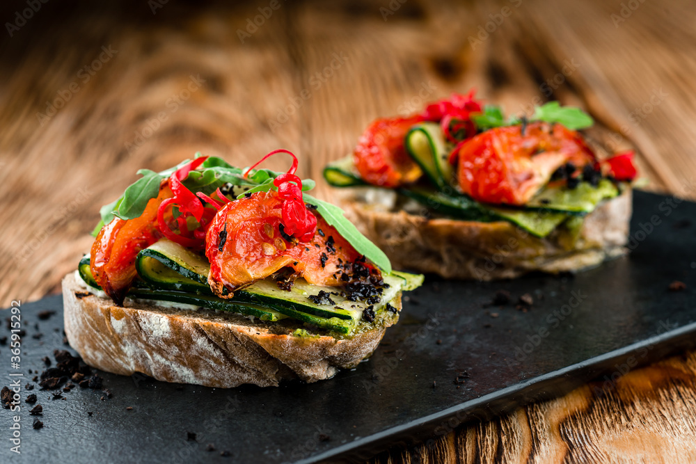 bruschetta with tomato and cucumber bruschetta with tomato and cucumber