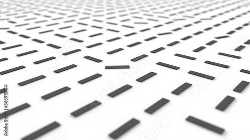 Random rotating rectangular blocks on white surface. Abstract motion background with depth of field effect. CG animation loop. 3d rendering. photo