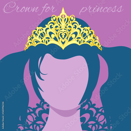Elegant gold crown, tiara for princess, queen.