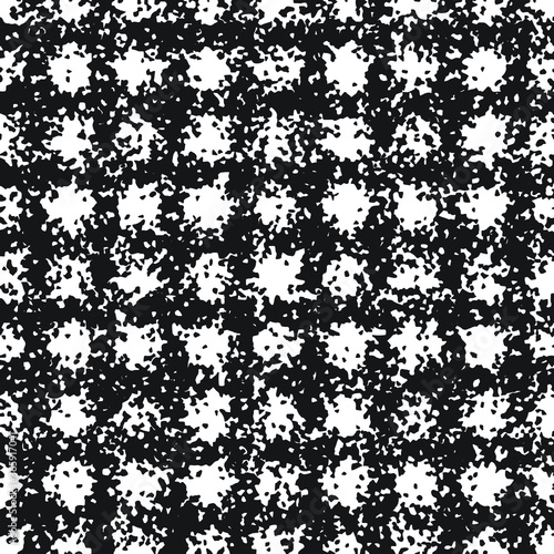 Checkered pattern  distress halftone texture  black and white vector illustration