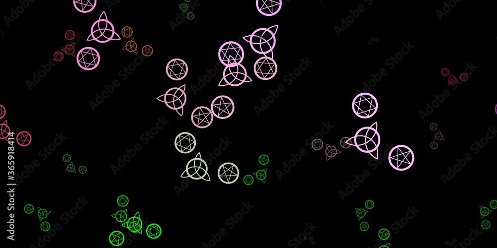 Dark Pink, Green vector backdrop with mystery symbols. Dark Pink, Green vector backdrop with mystery symbols.
