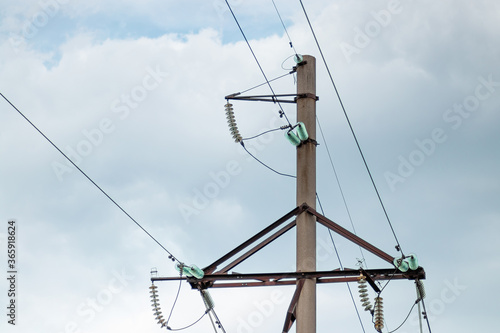 High voltage line poles, power lines.