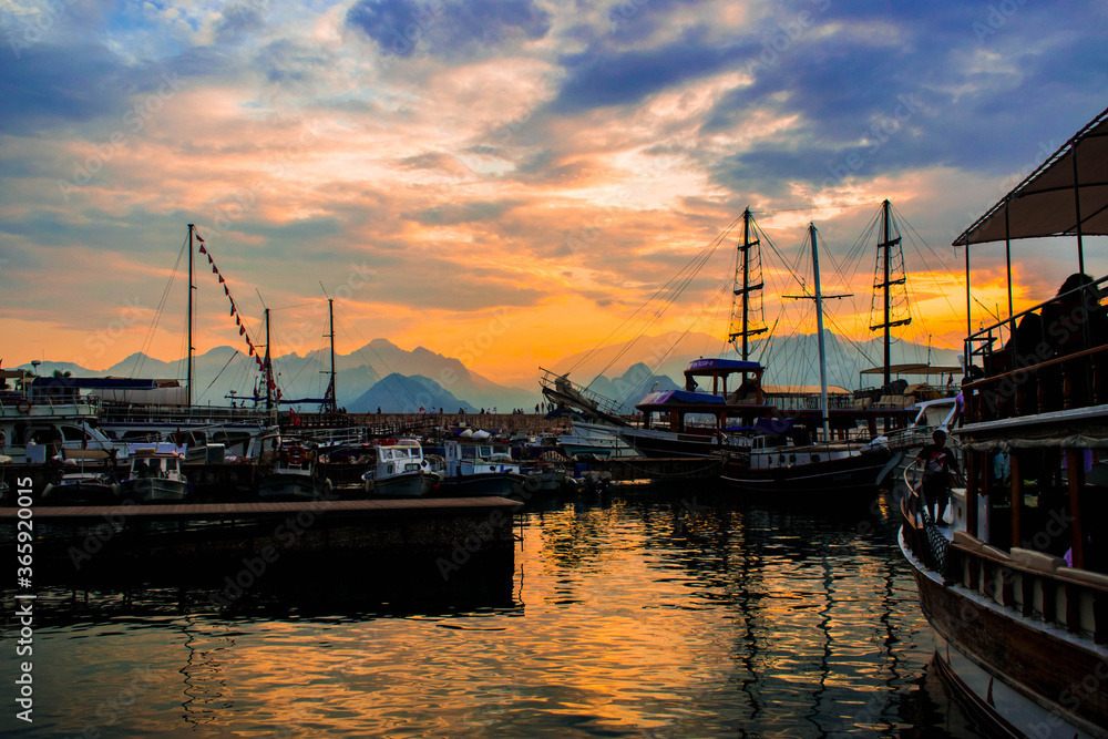 Sunset in Antalya's Port