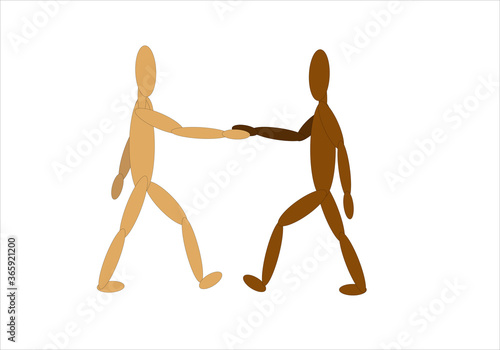 Persona blanca y negra dándose la mano