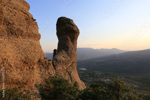 Rock formations of the Demerdji mountain, Crimea. View of the Valley of Ghosts