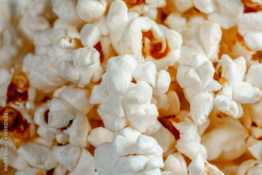 close-up of organic popcorn without oil