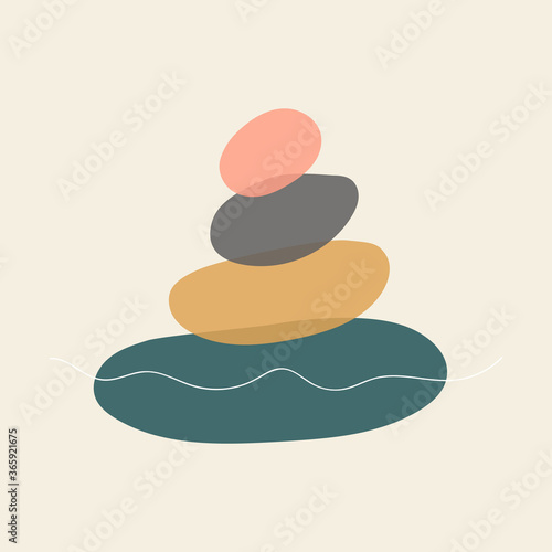 Abstract vector image of stones. Creative minimalist hand painted illustration for wall decoration, cover magazine, postcard or brochure design. Design template logo with symbol natural stones.