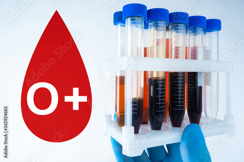 Blood type 0+. The logo of ...