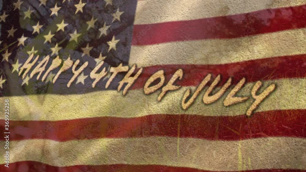 U.S. flag waving with Independence Day text U.S. flag waving with Independence Day text