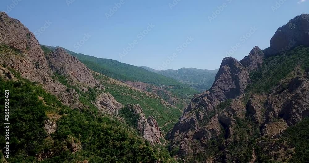 Steep Cliff Valley, Wild Rock Face & River Beneath The Oak Trees Forest In Hyrcanian UNESCO World Heritage Forests In Iran With A Breathtaking Green Landscape Steep Cliff Valley, Wild Rock Face & River Beneath The Oak Trees Forest In Hyrcanian UNESCO World Heritage Forests In Iran With A Breathtaking Green Landscape