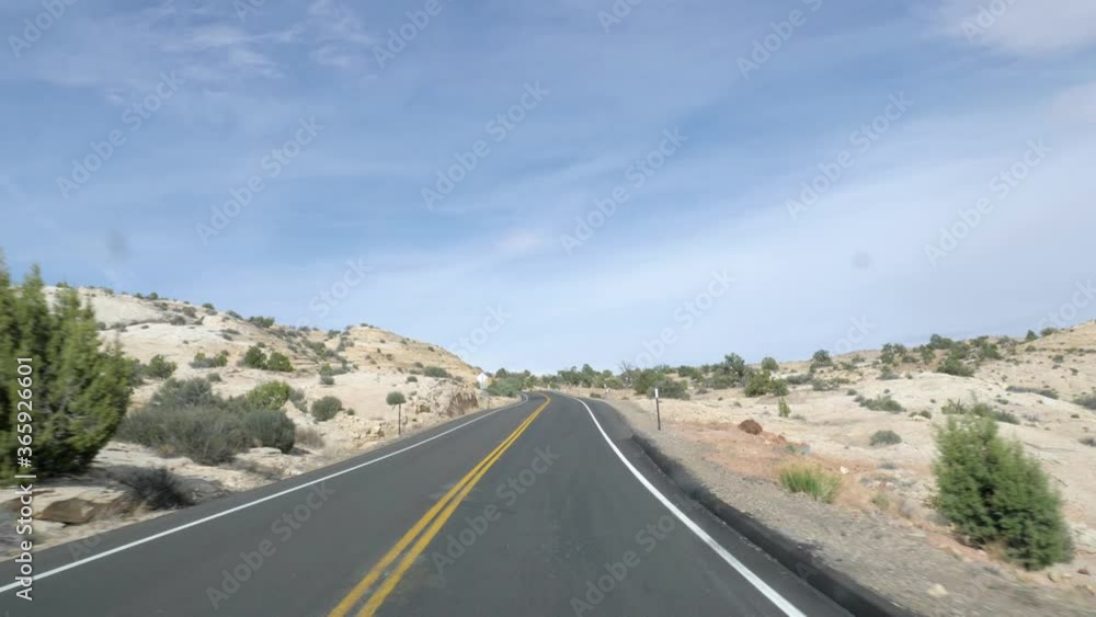 Driving on road in beautiful landscape in Utah, USA from car POV Driving on road in beautiful landscape in Utah, USA from car POV