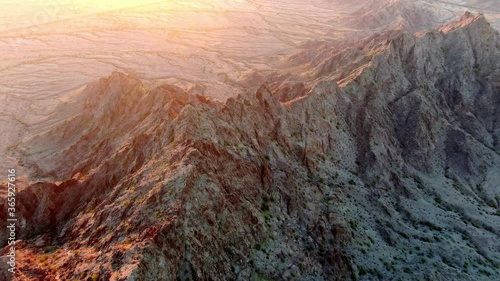 Height rock landscape dawn sunlight outside Yuma range