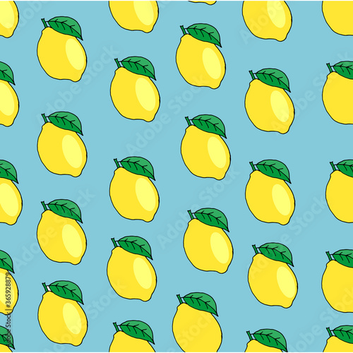Seamless pattern with lemon. Drawn illustration. Suitable for textiles, backdrops, wall papers, clothing