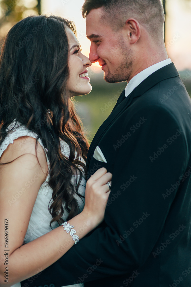 Bride and groom in a park kissing.couple newlyweds bride and groom at a wedding in nature green forest are kissing photo portrait.Wedding Couple Bride and groom in a park kissing.couple newlyweds bride and groom at a wedding in nature green forest are kissing photo portrait.Wedding Couple