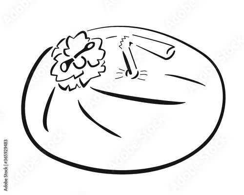 Vector Illustration of Fresh coconut with straw