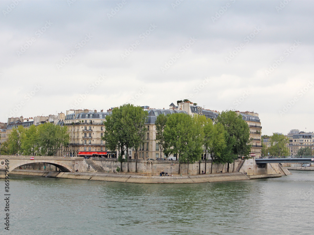 View of the Seine river and Île Saint-Louis, Paris, France.