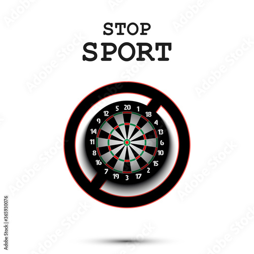 Sign stop and dartboard. Stop sport. Cancellation of sports tournaments. Pattern design. Vector illustration