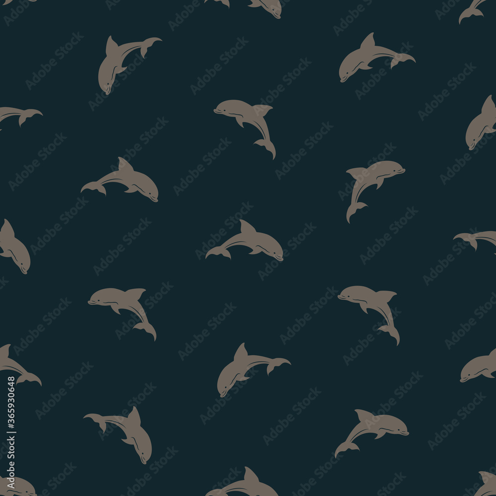 seamless pattern with dolphins isolated on blue background. seamless pattern with dolphins isolated on blue background.