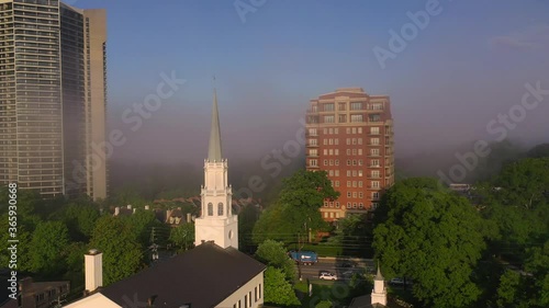 Wallpaper Mural Church and high-rises in Buckhead Georgia with fog in the morning Torontodigital.ca