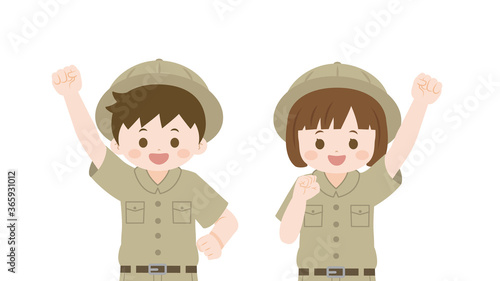 探検隊 子供達のイラスト レッツゴー