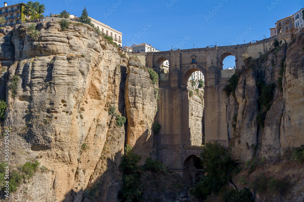 New bridge in Ronda, one of the famous white villages in Andalucia, Spain