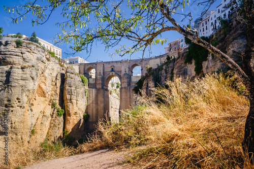 New bridge in Ronda, one of the famous white villages in Andalucia, Spain