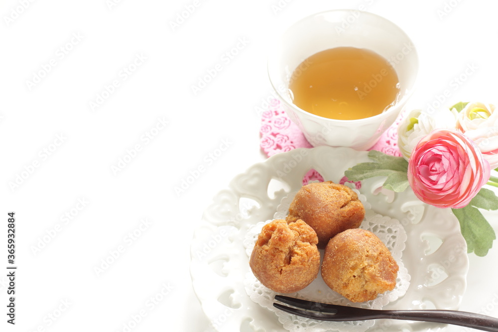 Okinawa food, asian style doughnut with copy space Okinawa food, asian style doughnut with copy space