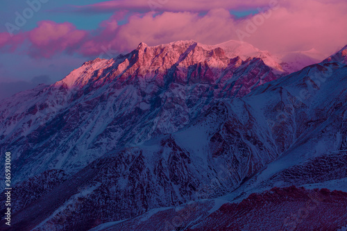 Beautiful purple mountain sunrise landscape texture