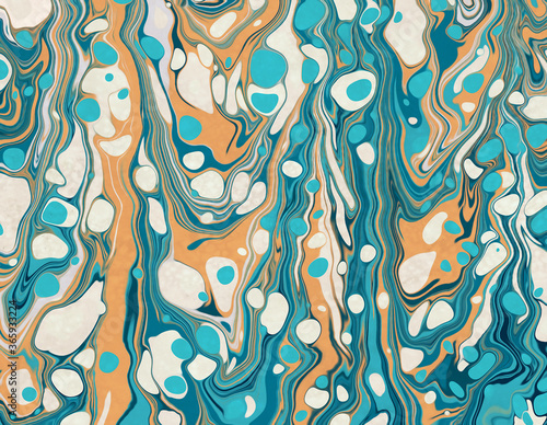 An ink marbling abstract pattern, similar to marbled ink techniques used on the inner cover linings of vintage and antiquarian books