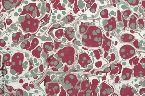 An ink marbling abstract pattern, similar to marbled ink techniques used on the inner cover linings of vintage and antiquarian books