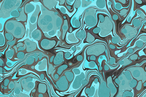 An ink marbling abstract pattern, similar to marbled ink techniques used on the inner cover linings of vintage and antiquarian books
