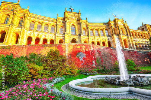 Marvelous autumn view of Maximilianeum headquarter of the Bavarian parliament