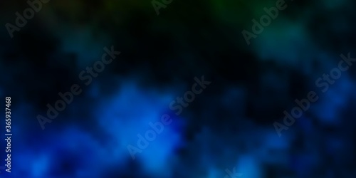 Dark Blue, Green vector template with sky, clouds. Abstract colorful clouds on gradient illustration. Template for websites.