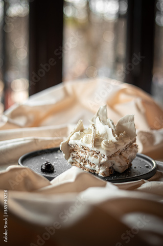 White christmas cake on the table