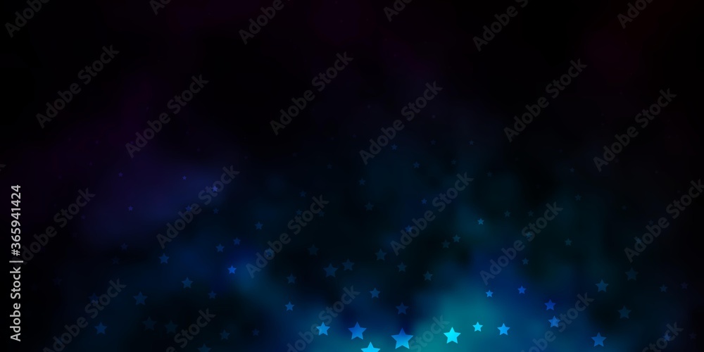 Dark BLUE vector layout with bright stars. Modern geometric abstract illustration with stars. Theme for cell phones.