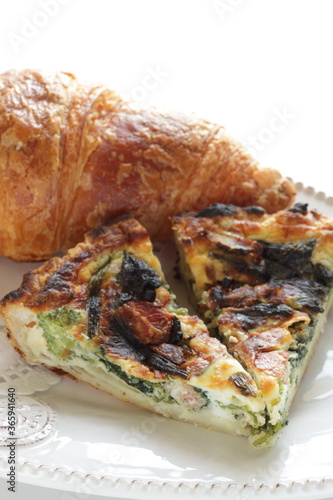 homemade quiche and croissant for gourmet bunch