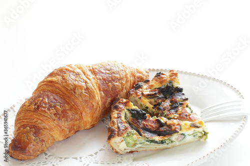homemade quiche and croissant for gourmet bunch