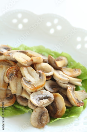 sliced mushroom sauteed for healthy diet vegetarian food