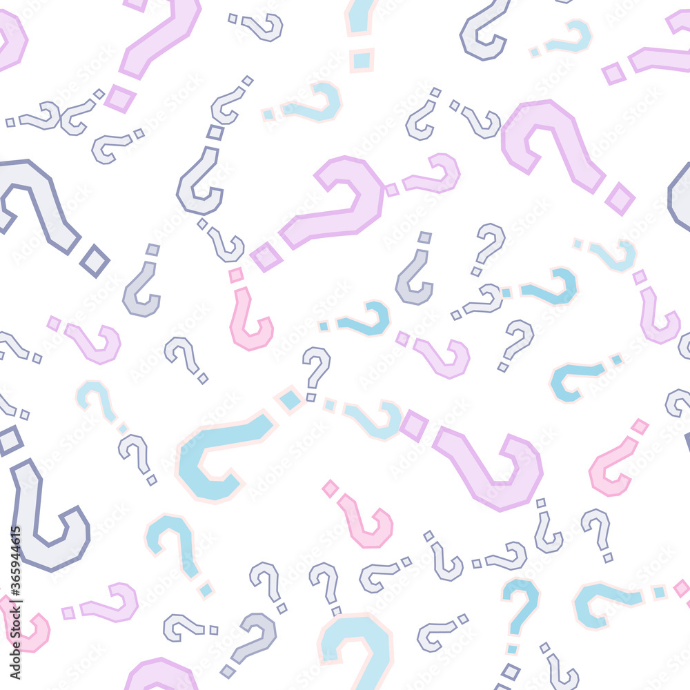 Quiz seamless pattern. Question marks, doubt, faq