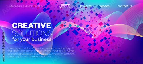 Falling Particles Distressed Purple Vector. Data Stream Minimal Banner. 