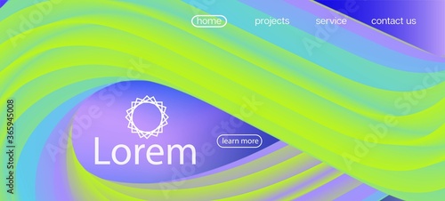 3d Fluid Lucid Vector Background. Landing Page, Green, Purple Background. 
