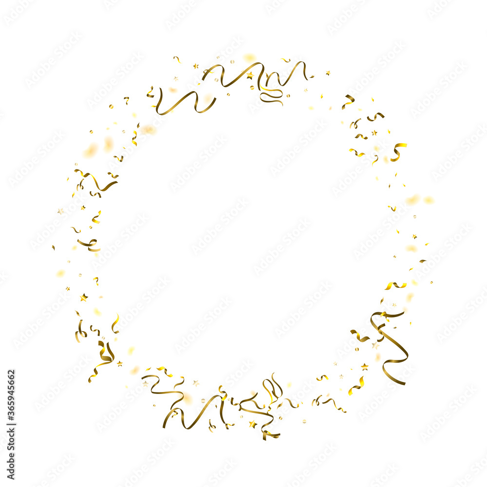 Obraz premium Holiday Serpentine. Gold Foil Streamers Ribbons.