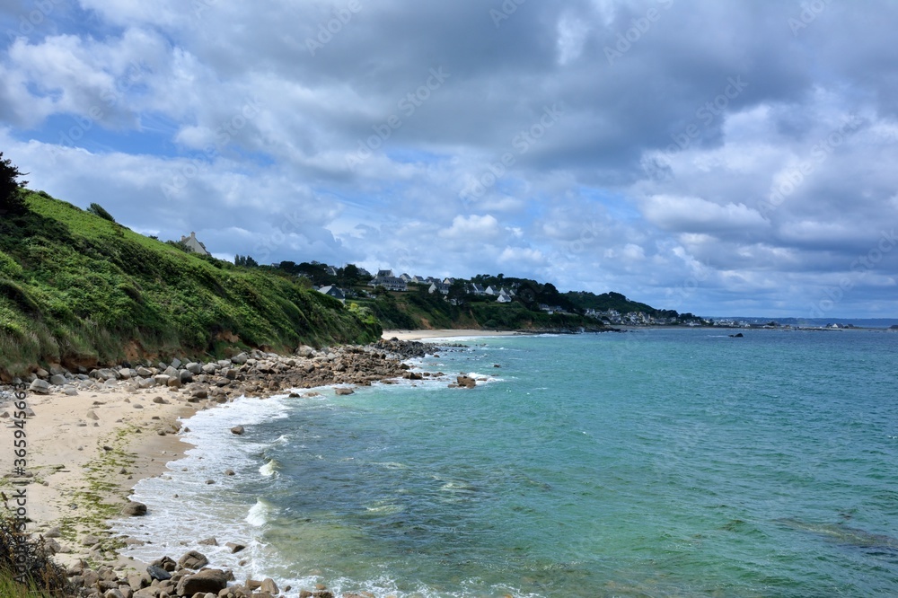 Fototapeta premium Beautiful seascape during hiking on the coast of Brittany in France