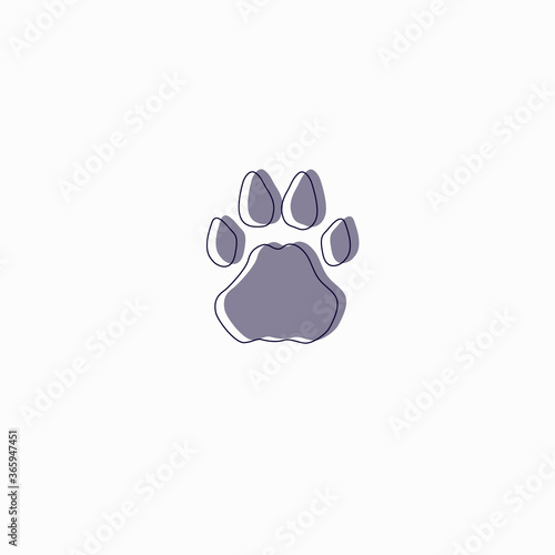one footprint outline and purple shadow
