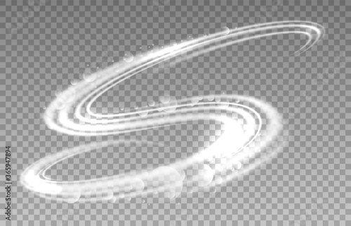 Abstract swirl trail. Transparent effect of spray, vortex and blizzard. Dynamic element for the design of washing powders, soaps, shampoos and liquid detergents